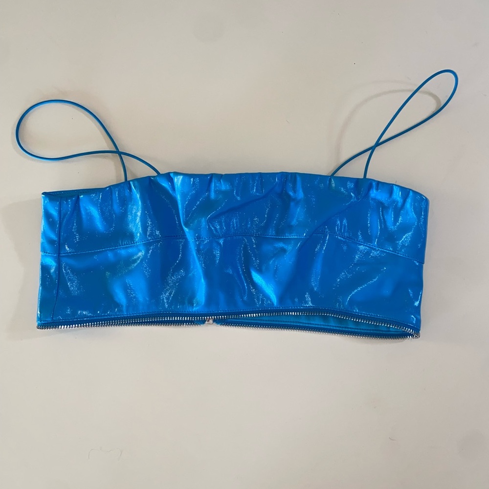 I.AM.GIA Isla Blue Patent Leather Vegan PVC Vinyl Iconic Crop Top *NWT*